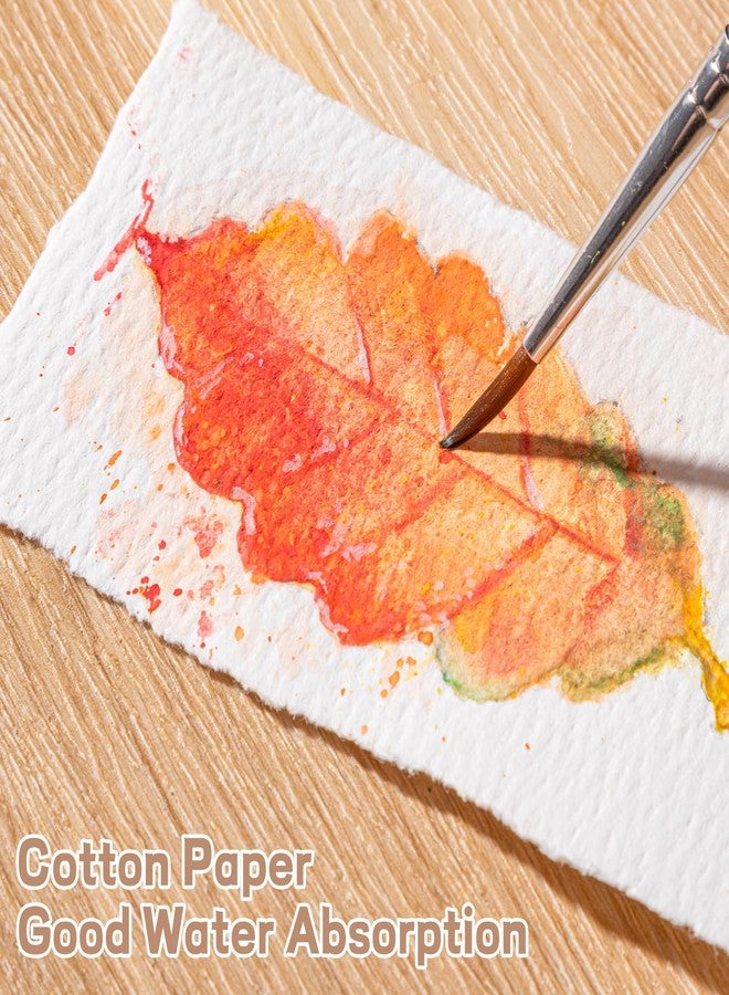 Prudiut 50 Sheets Watercolor Paper, 300 GSM Deckled Edge Paper 2 x 3.5 inch Rough/Textured Handmade Paper Cotton Paper for Watercolors, Wedding Invitations, Cards, Crafts - Image 4