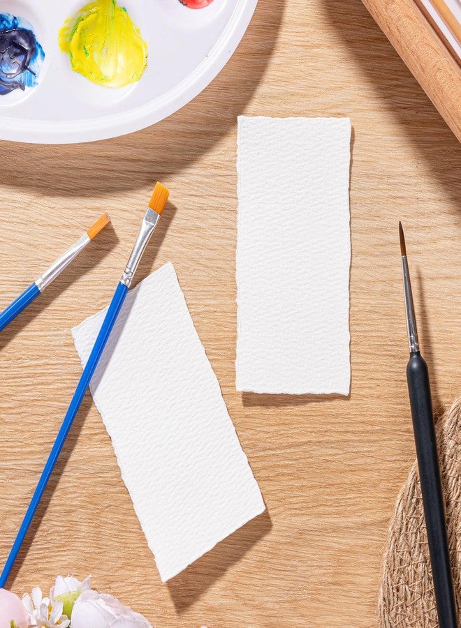 Prudiut 50 Sheets Watercolor Paper, 300 GSM Deckled Edge Paper 2 x 3.5 inch Rough/Textured Handmade Paper Cotton Paper for Watercolors, Wedding Invitations, Cards, Crafts - Image 3