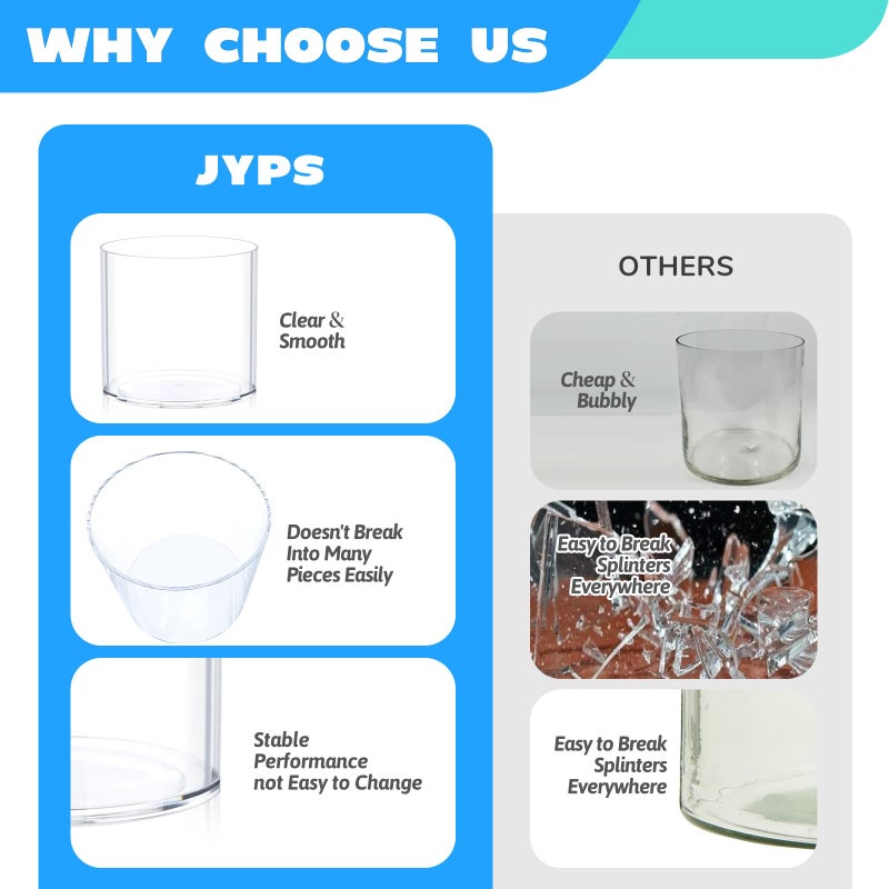 JYPS Flower Clear Plastic Vase Centerpiece for Home, Wedding Party, Plastic Clear Cylinder Wide for Flowers, Decorative Wide Mouth Vase for Decor (Not Glass) (6.2'' W*5.9'' H) - Image 4