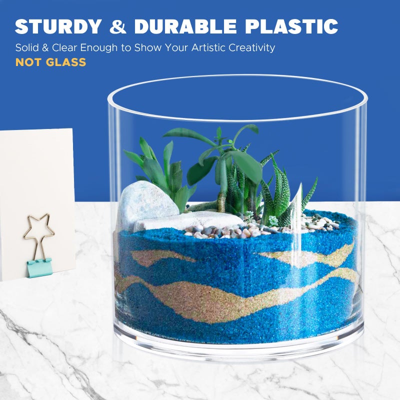 JYPS Flower Clear Plastic Vase Centerpiece for Home, Wedding Party, Plastic Clear Cylinder Wide for Flowers, Decorative Wide Mouth Vase for Decor (Not Glass) (6.2'' W*5.9'' H) - Image 5