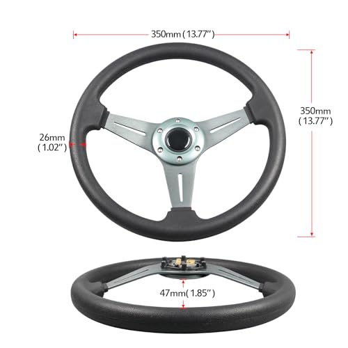YEHICY 350mm/13.8”Sport Steering Wheel Aluminum Alloy Titanium Spokes Drift Simulation Racing Game Steering Wheel Universal - Image 4