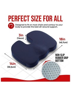 Arabest Foam Cushion Seat, Cushion & Lumbar Support Pillow with Adjustable Straps for Lower Back, Tailbone, Sciatica, Hip Pain Relief, Apply to Office Chair, Car, Wheelchair (Navy blue)  - Image 2