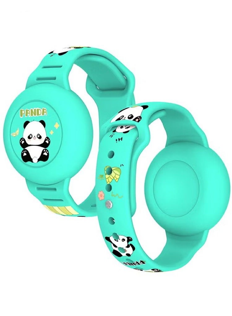 AirTag Bracelet for Kids - Waterproof Cute Cartoon Air tag Holder for Kids with Soft Silicone Full Coverage Anti-Lost Hidden Airtag Wristband Accessories for Child (Mint Green) - Image 1