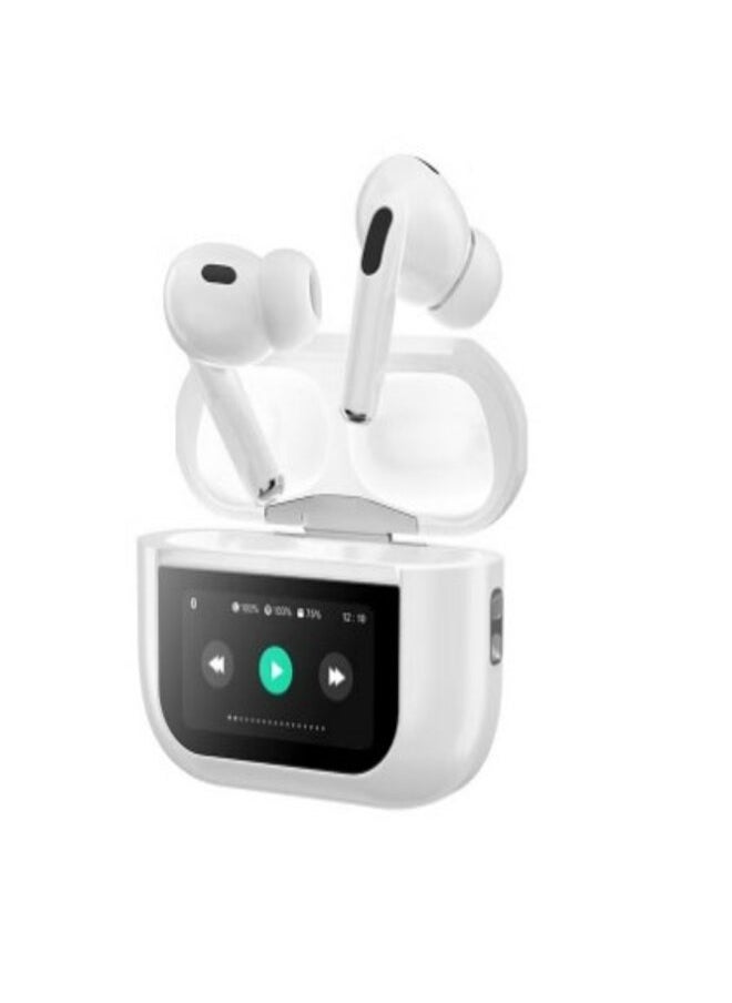Generic A9 Pro Smart Touch Screen Bluetooth Earphone ANC+ENC Noise Cancelling Wireless Bluetooth Earbuds with LCD Display  - Image 1