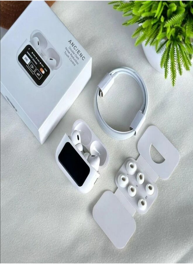 Generic A9 Pro Smart Touch Screen Bluetooth Earphone ANC+ENC Noise Cancelling Wireless Bluetooth Earbuds with LCD Display  - Image 3
