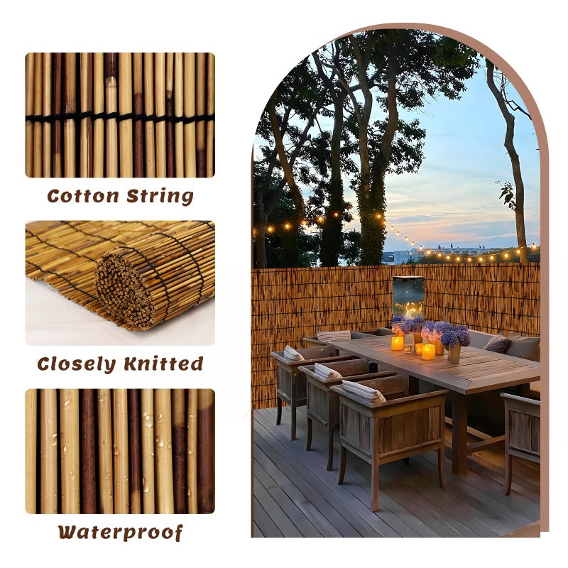 TOOKNIN Natural Reed Fence,6FT X 16.4FT Bamboo Fencing Privacy Reed Screening for Outdoor, Gallery, Restaurant, Hotel, Patio (Brown) - Image 4