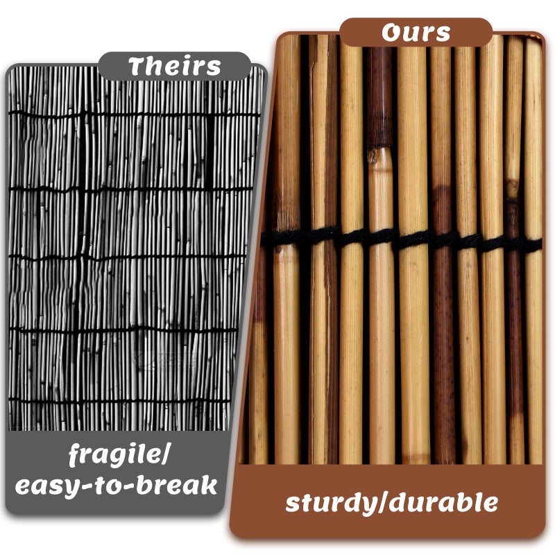TOOKNIN Natural Reed Fence,6FT X 16.4FT Bamboo Fencing Privacy Reed Screening for Outdoor, Gallery, Restaurant, Hotel, Patio (Brown) - Image 3