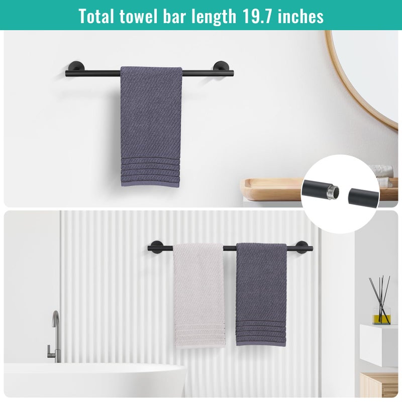 soaez 4-Piece Matte Black Towel Bar Set Bathroom Hardware Set Towel Holder Set for Bathroom SUS304 Stainless Steel Bathroom Accessory Set 19.68 in - Image 2