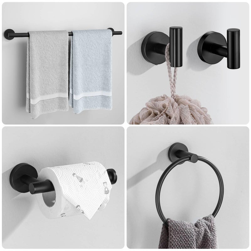 soaez 4-Piece Matte Black Towel Bar Set Bathroom Hardware Set Towel Holder Set for Bathroom SUS304 Stainless Steel Bathroom Accessory Set 19.68 in - Image 5