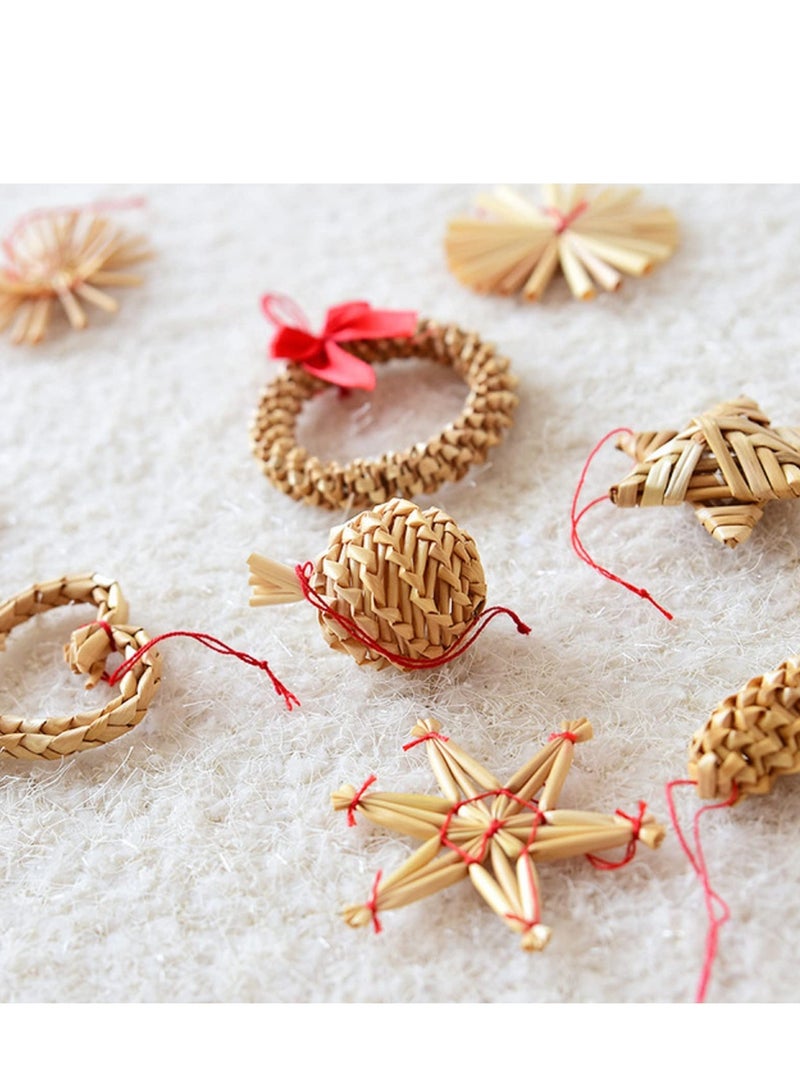 موردلي 56 قطعة من زينة النجوم المصنوعة يدويًا من القش والقش، زينة معلقة على الأشجار، صناعة يدوية لحفلات العطلات ورأس السنة الجديدة - Image 2