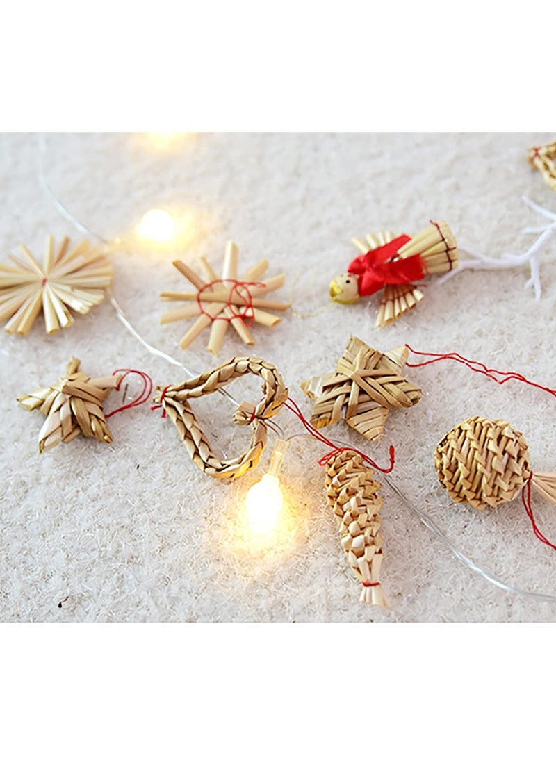 موردلي 56 قطعة من زينة النجوم المصنوعة يدويًا من القش والقش، زينة معلقة على الأشجار، صناعة يدوية لحفلات العطلات ورأس السنة الجديدة - Image 5