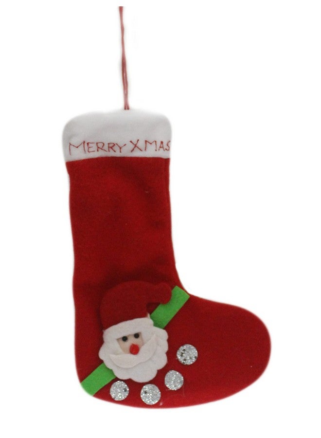 تيكلز عيد ميلاد سعيد سانتا كلوز جورب ناعم لشجرة عيد الميلاد هدية عيد ميلاد للأطفال (اللون: أحمر، الحجم: 25 سم) (مجموعة من 2) - Image 2