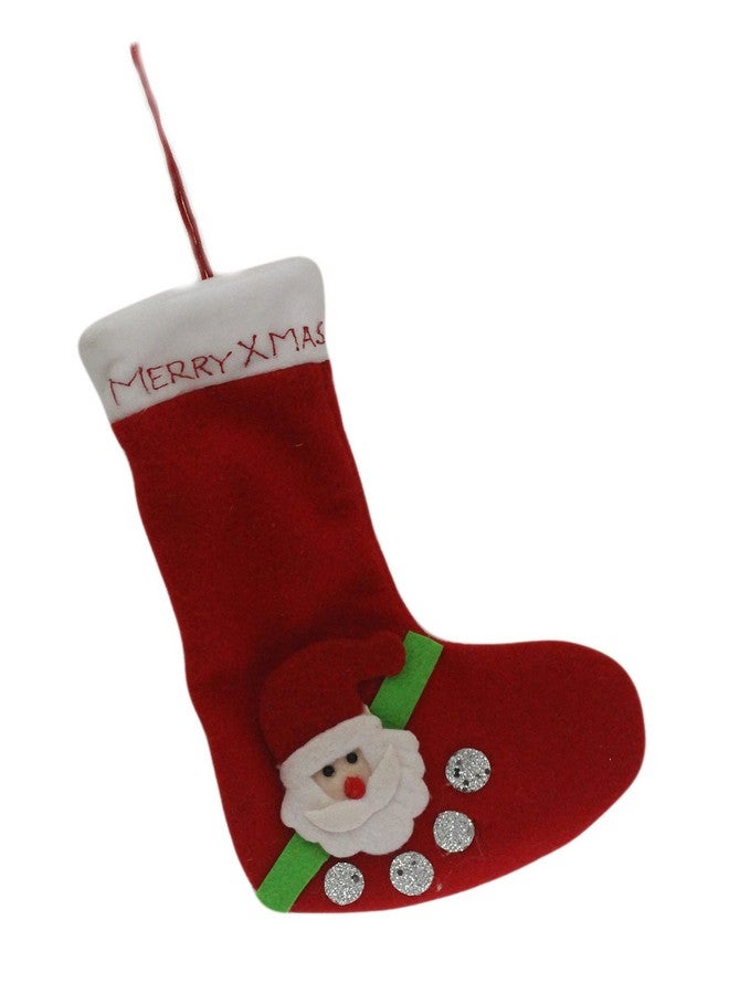 تيكلز عيد ميلاد سعيد سانتا كلوز جورب ناعم لشجرة عيد الميلاد هدية عيد ميلاد للأطفال (اللون: أحمر، الحجم: 25 سم) (مجموعة من 2) - Image 3