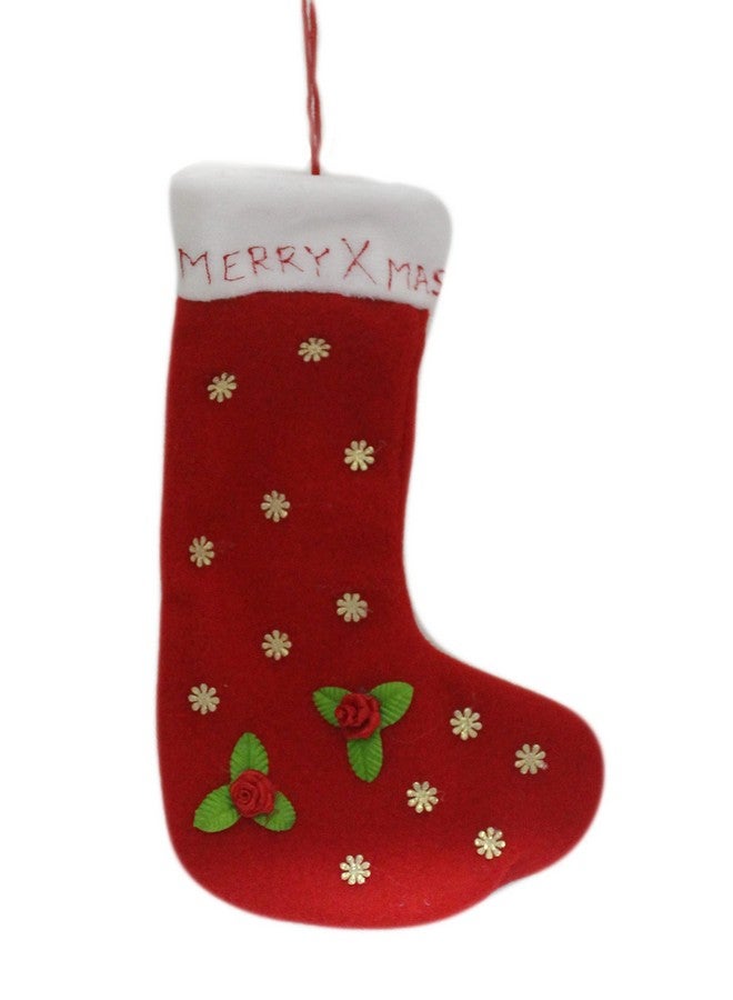 تيكلز عيد ميلاد سعيد سانتا كلوز جورب ناعم لشجرة عيد الميلاد هدية عيد ميلاد للأطفال (اللون: أحمر، الحجم: 25 سم) (مجموعة من 2) - Image 4