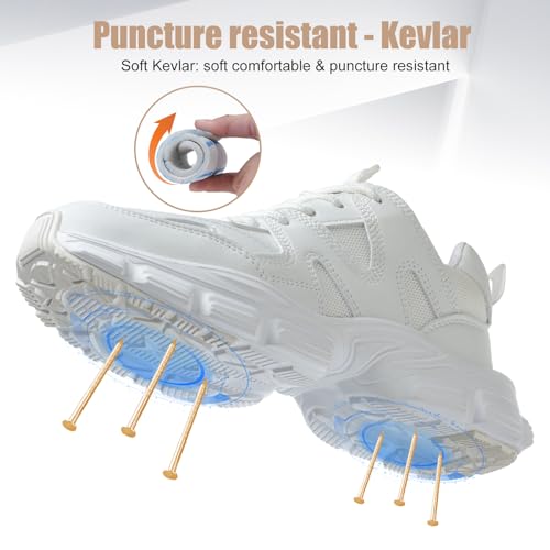 Hogent Steel Toe Shoes for Women Men Wide Non Slip Composite Work Sneakers Indestructible Comfortable Safety Tennis Shoes Lightweight Breathable Construction Sneakers Puncture Proof Ergonomic Design - Image 3