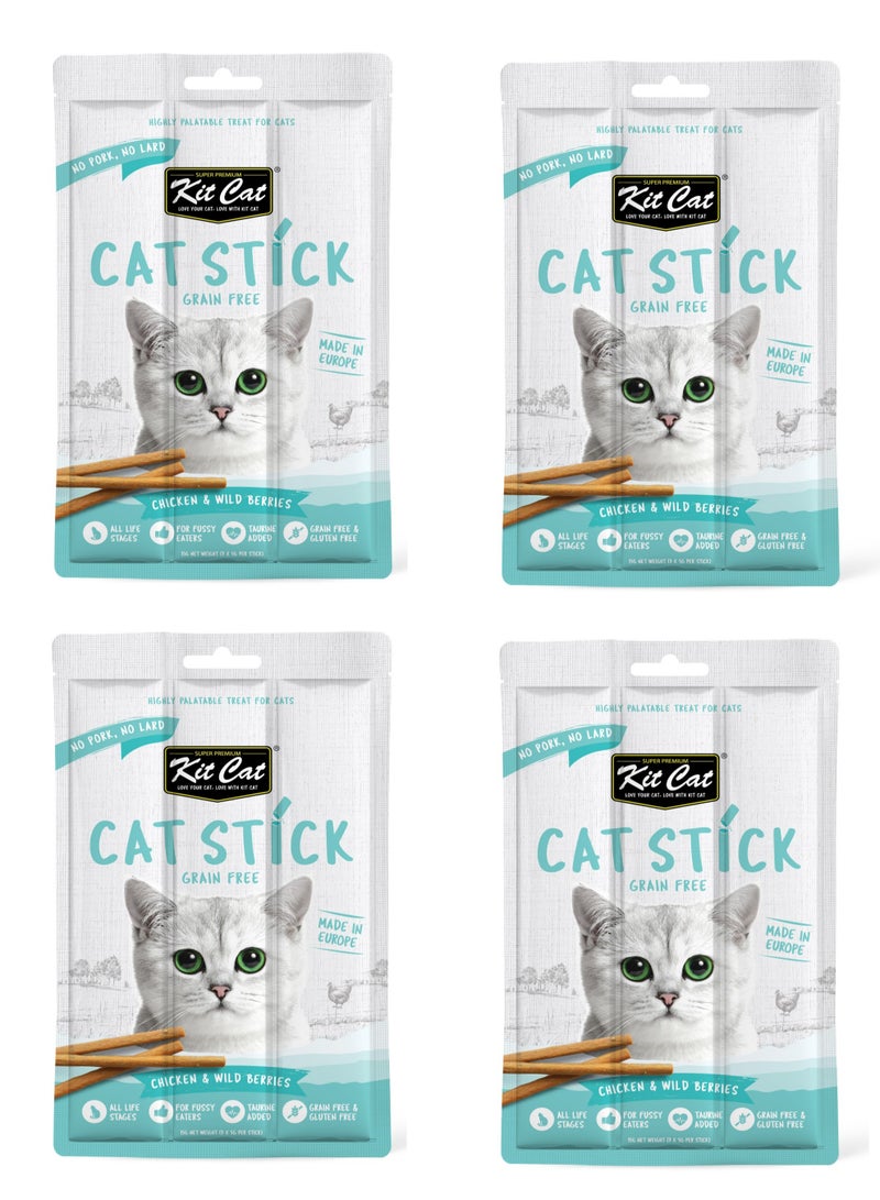كيت كات طعام قطط خالي من الحبوب بنكهة الدجاج والتوت البري 15 جرام - 4 قطع