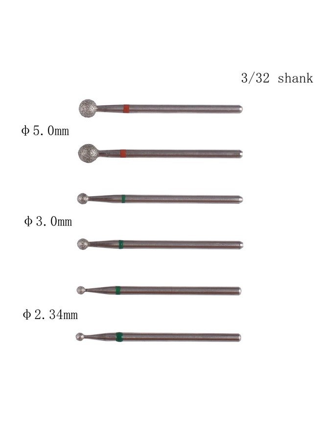 MZCMSL 6pcs Cuticle Drill Bits with Case, Pro Diamond Ball Bit for Manicure Pedicure,3/32 Shank efile bit - Image 2