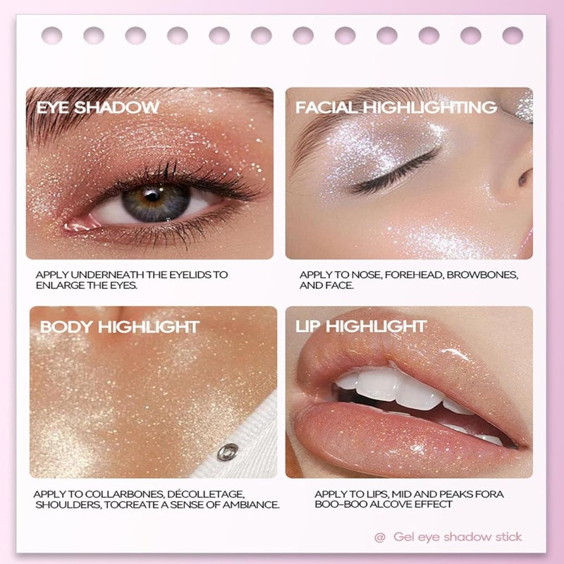 Eye Shadow Sticks, Jelly Face Makeup Crayon, Eye Brightener Stick, for School Party Night Out Date Wedding Travel Vacation Stage Work Casual - Image 5