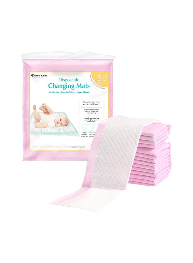 Bumble & Bird Disposable Baby Changing Mat Pack Of 50 Pink - Image 1