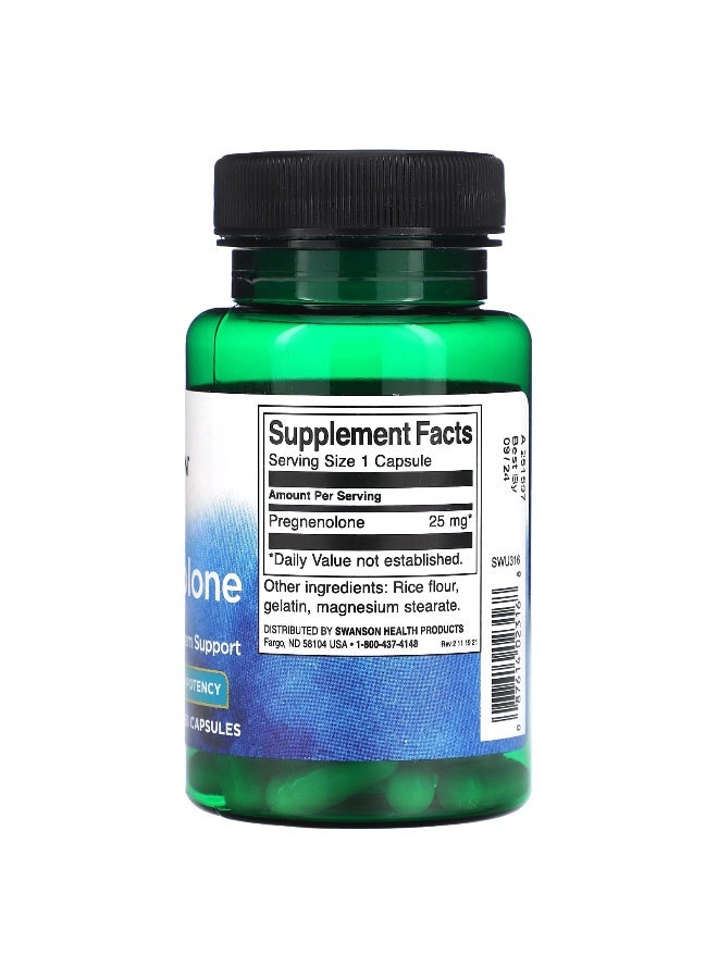 SWANSON Swanson, Pregnenolone, High Potency, 25 mg, 60 Capsules  - Image 2