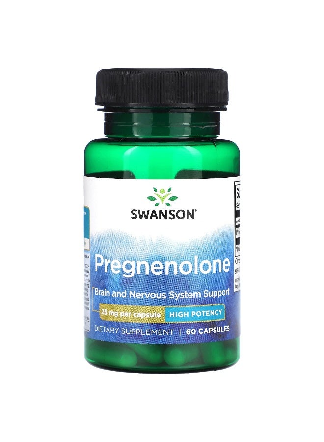 SWANSON Swanson, Pregnenolone, High Potency, 25 mg, 60 Capsules  - Image 1