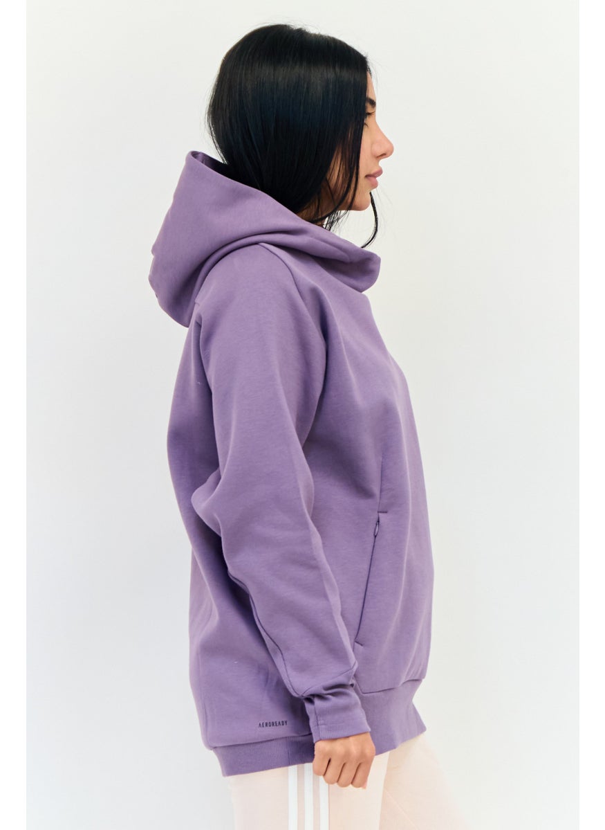Adidas Women Sportswear Fit Long Sleeve Outdoor Hoodies, Purple  - Image 2