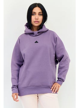 Adidas Women Sportswear Fit Long Sleeve Outdoor Hoodies, Purple  - Image 1
