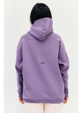 Adidas Women Sportswear Fit Long Sleeve Outdoor Hoodies, Purple  - Image 3