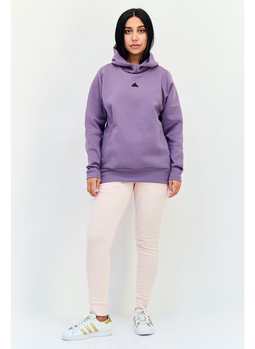 Adidas Women Sportswear Fit Long Sleeve Outdoor Hoodies, Purple  - Image 4