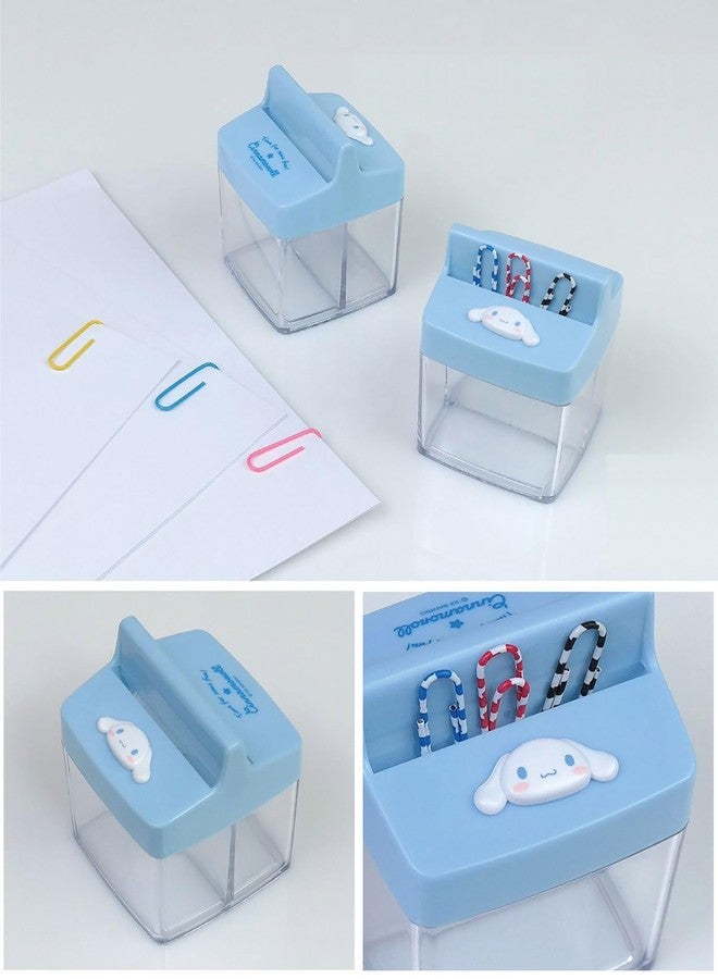 LENITH Cute Animal Faced Cinnamoroll Paper Clip Dispenser Magnetic Lid Boxes with 6 Paper Clips Blue and White Dog - Image 2