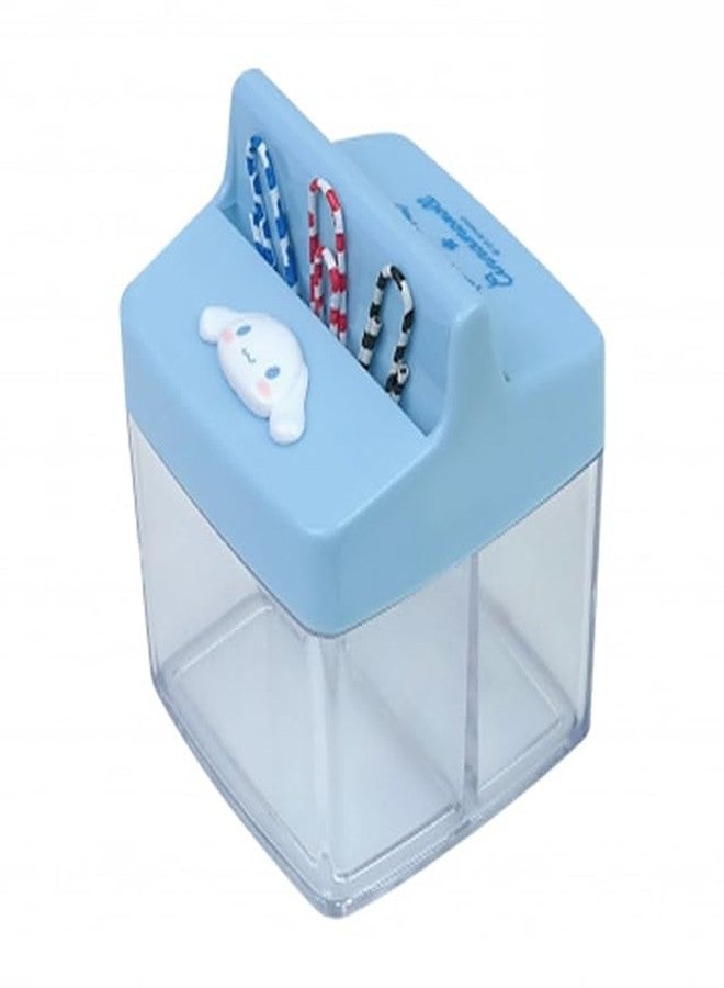 LENITH Cute Animal Faced Cinnamoroll Paper Clip Dispenser Magnetic Lid Boxes with 6 Paper Clips Blue and White Dog - Image 1
