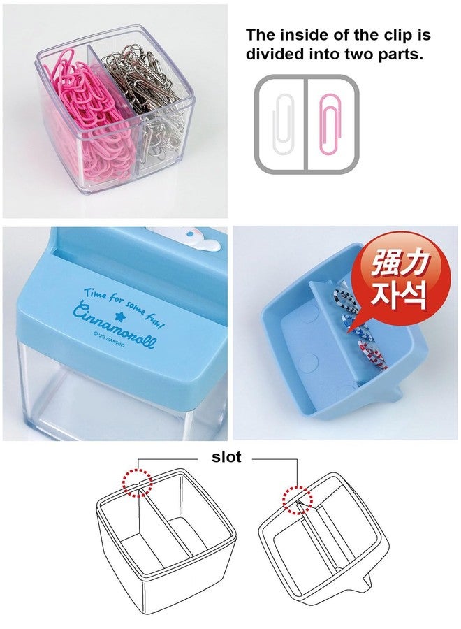 LENITH Cute Animal Faced Cinnamoroll Paper Clip Dispenser Magnetic Lid Boxes with 6 Paper Clips Blue and White Dog - Image 3