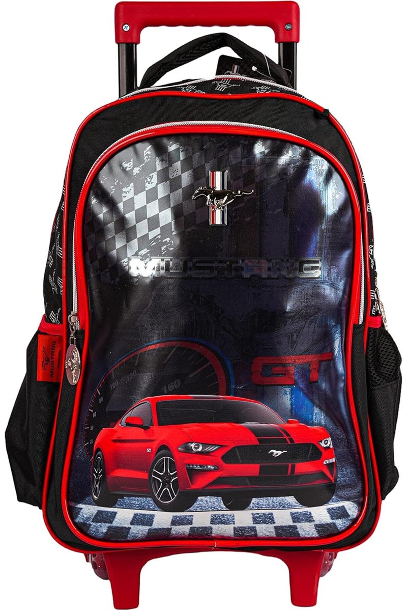 Rainbow max Mustang Boys 16" Rolling Trolley Backpack with Pencil Case - Black - Image 2