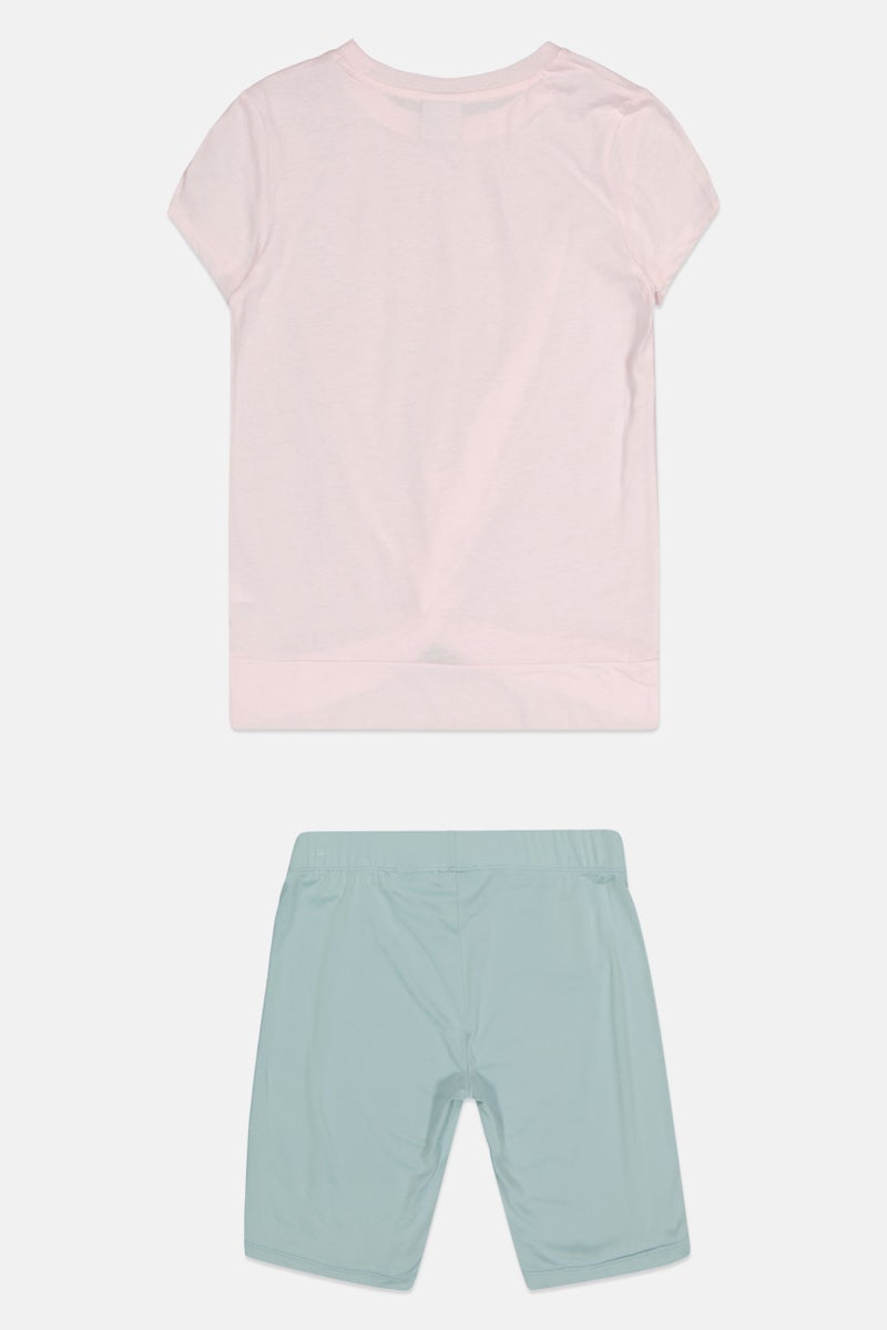 PUMA طقم خارجي مكون من قطعتين للبنات، شعار العلامة التجارية، توب وشورت، متعدد الألوان - Image 3