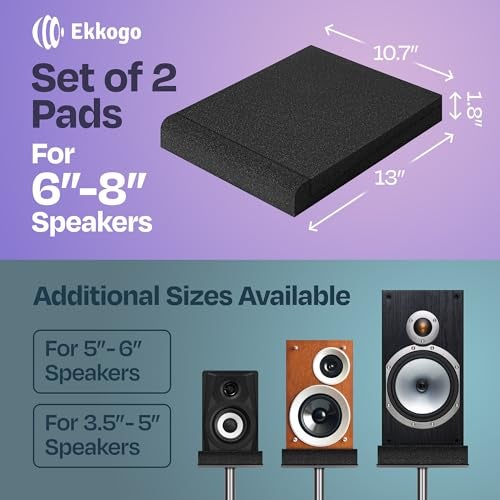 Ekkogo Pair of Studio Monitor Isolation Pads Premium Acoustic Foam to Elevate Audio Ideal Speaker Foam for 6.5-8 Inch Speakers Enhanced with Vibredux HD Foam for Superior Isolation - Image 2