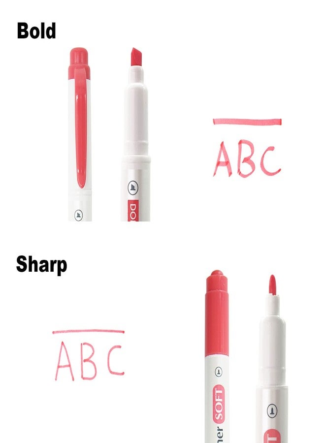 Dong-A Dual Tip Marker Pen + Soft Highlighters Assorted 12 Colors, No Bleed, Smooth and Flexible Brush, Great for Drawing, Coloring, Calligraphy Lettering - Image 4