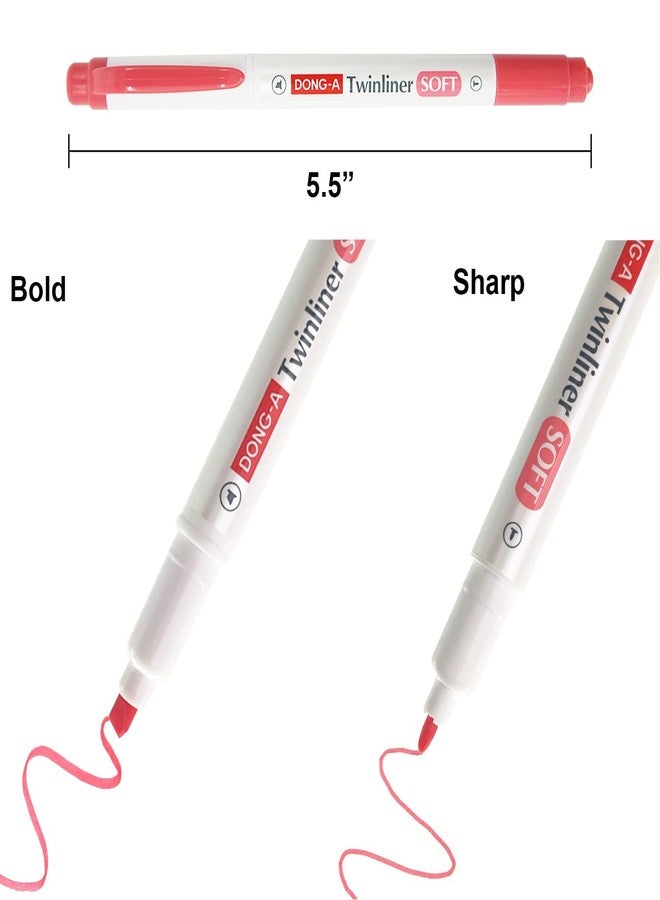 Dong-A Dual Tip Marker Pen + Soft Highlighters Assorted 12 Colors, No Bleed, Smooth and Flexible Brush, Great for Drawing, Coloring, Calligraphy Lettering - Image 3
