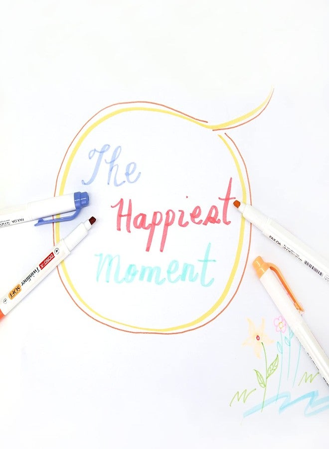 Dong-A Dual Tip Marker Pen + Soft Highlighters Assorted 12 Colors, No Bleed, Smooth and Flexible Brush, Great for Drawing, Coloring, Calligraphy Lettering - Image 5