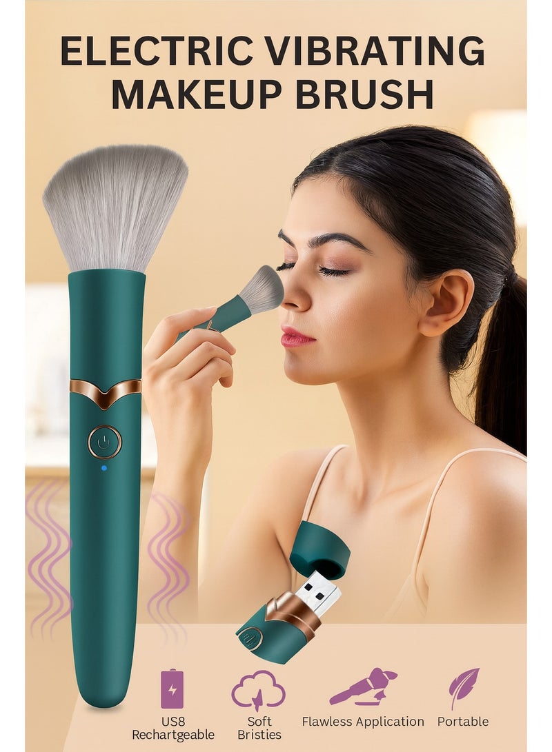 ARNOTEC فرشاة مكياج كهربائية، فرشاة مكياج تدليك اهتزازي بـ 10 سرعات، تعمل مع كريم الأساس أو الكونسيلر أو أحمر الخدود، فرشاة بودرة سائبة قابلة لإعادة الشحن وقابلة للتعديل - Image 1