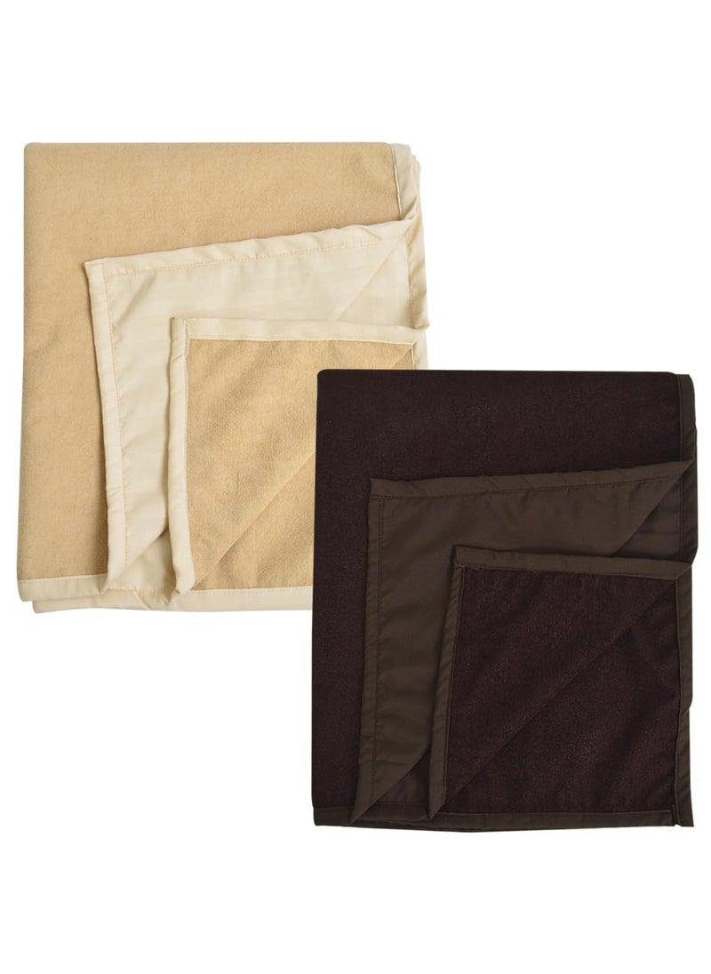 ADBENI HOME ADBENI HOME Ecofriendly Terry Cartridge Cotton Quick Dry Sheets for New Born Babies Toddler Bedding Reusable Waterproof Extra Absorbent Crib Sheets 210GSM King 90x138 cm Beige Coffee  - Image 1