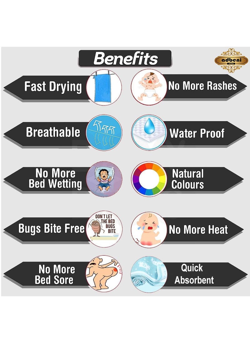 ADBENI HOME ADBENI HOME Ecofriendly Terry Cartridge Cotton Quick Dry Sheets for New Born Babies Toddler Bedding Reusable Waterproof Extra Absorbent Crib Sheets 210GSM King 90x138 cm Beige Coffee  - Image 3