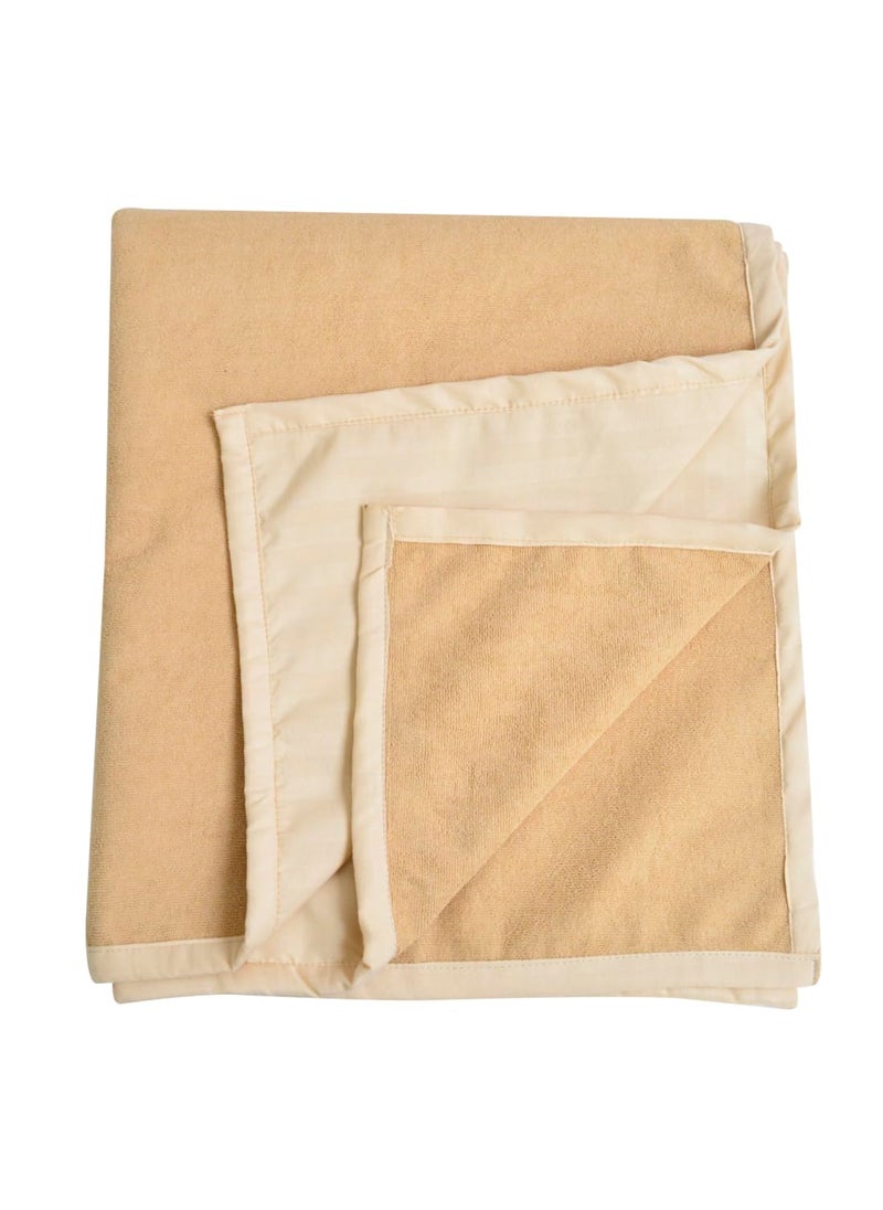 ADBENI HOME ADBENI HOME Ecofriendly Terry Cartridge Cotton Quick Dry Sheets for New Born Babies Toddler Bedding Reusable Waterproof Extra Absorbent Crib Sheets 210GSM King 90x138 cm Beige Coffee  - Image 5