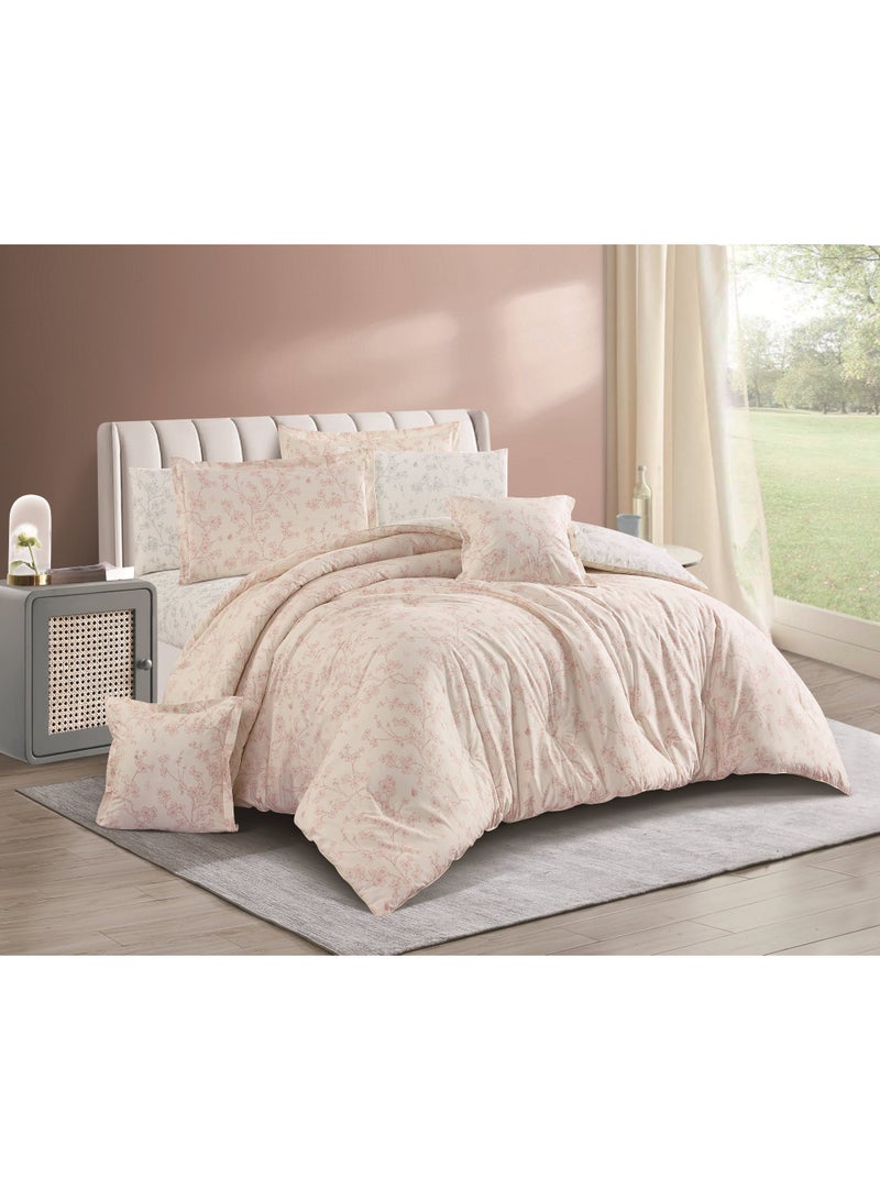 Hours Hours comforter set  Single Size 4pieces, 100% cotton soft floral reversible two comforters with heavy filling  - Image 1