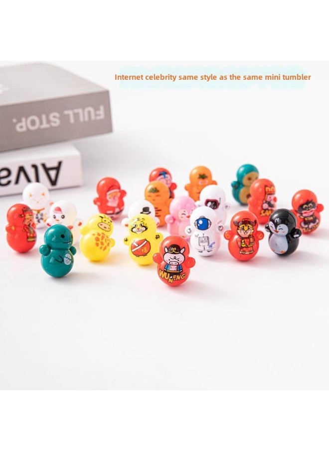 Children's Mini Tumbler Net Red Same Style Cartoon Blue Fat Snowman Santa Claus Spaceman Decompression Small Toy-Color:Black Penguin Tumbler  - Image 5