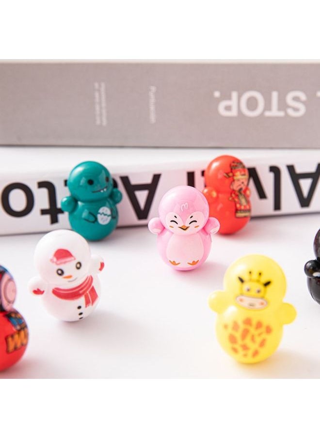 Children's Mini Tumbler Net Red Same Style Cartoon Blue Fat Snowman Santa Claus Spaceman Decompression Small Toy-Color:Black Penguin Tumbler  - Image 4