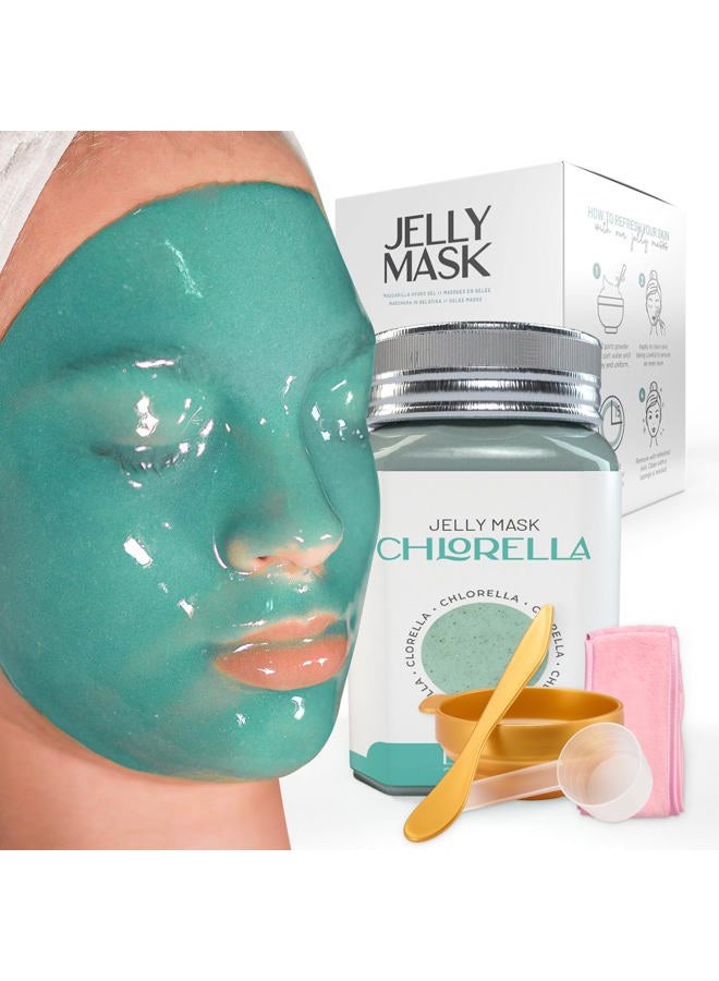 BRÜUN Jelly Mask Jar Chlorella Peel-Off Face Care Rubber Mask - A 23 fl oz Skin Care Moisturizing Gel Mask Jar Spa Set for Men, Women and Adults on Formal Gatherings and Events - Image 1