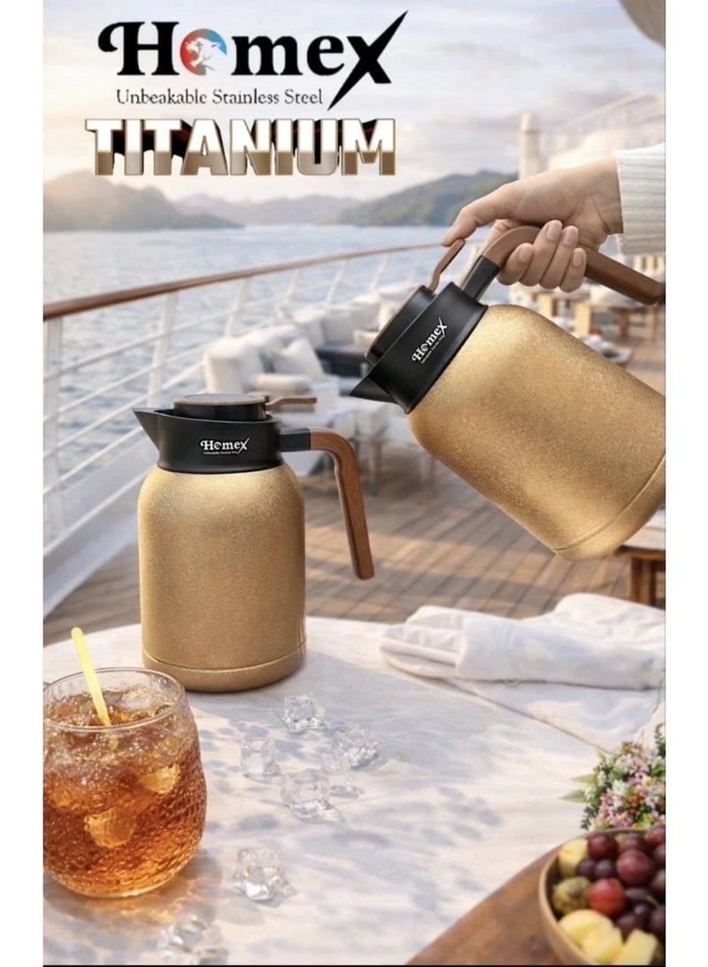 Homex vacuum flask 2L/Premium 304 Stainless steel inner/ Double wall Insulated thermos/Long heat retention/Hot&Cold/HB