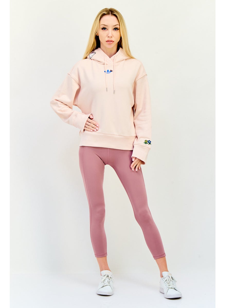 adidas Originals Women Sportswear Fit Long Sleeves Running Hooded Sweatshirt, Light Pink  - Image 4