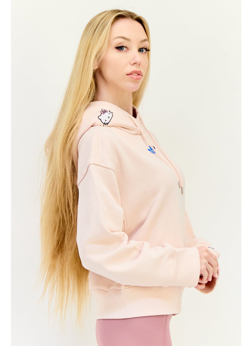 adidas Originals Women Sportswear Fit Long Sleeves Running Hooded Sweatshirt, Light Pink  - Image 2