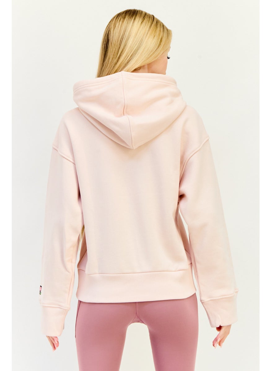 adidas Originals Women Sportswear Fit Long Sleeves Running Hooded Sweatshirt, Light Pink  - Image 3